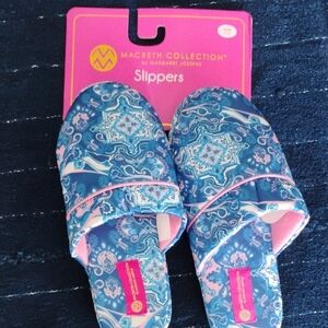 Macbeth Collection by Margaret Josephs Blue and Pink Slippers